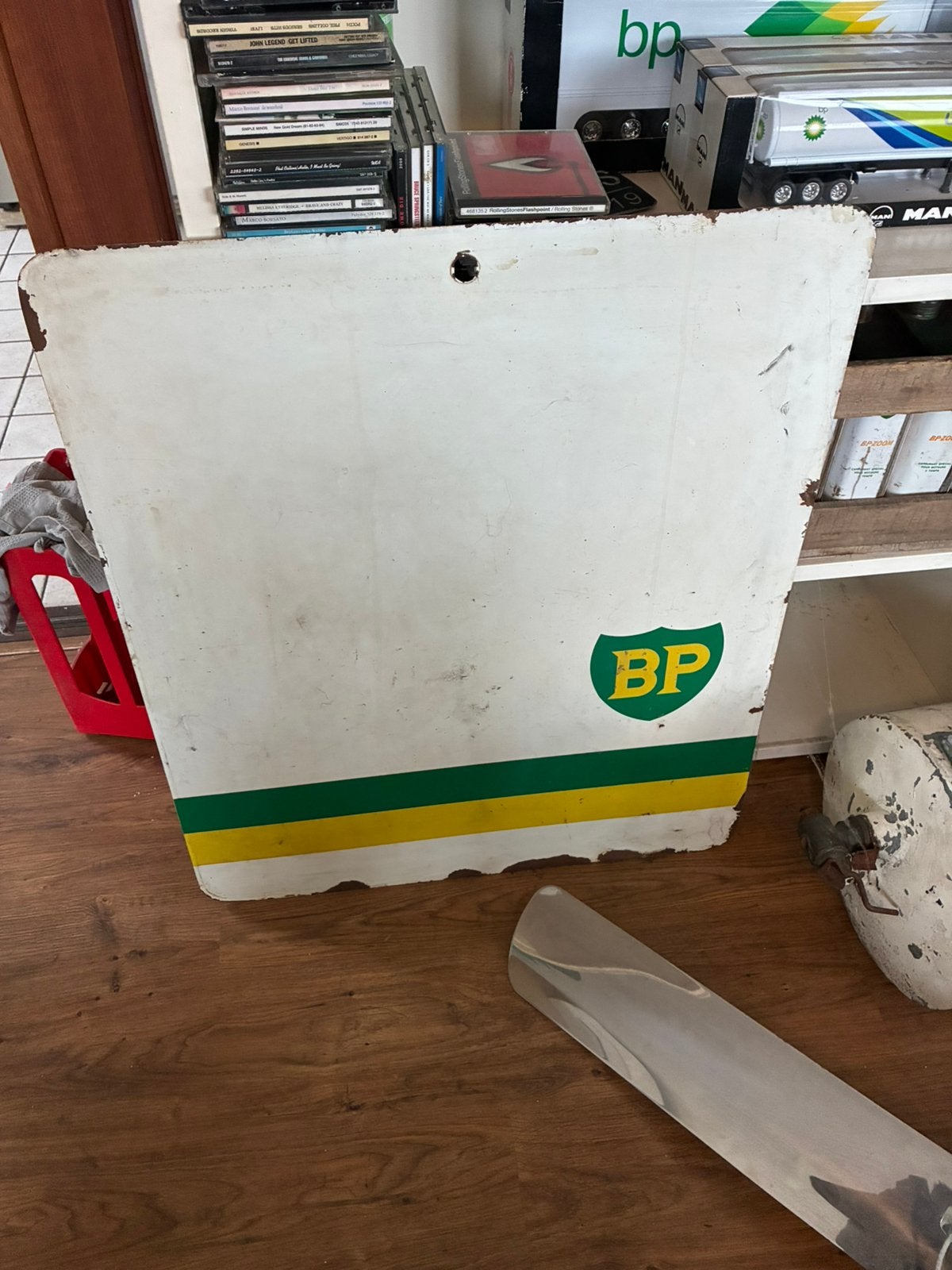 Te koop plaat van benzinepomp bp uitvoering, Ophalen, Zo goed als nieuw, Reclamebord