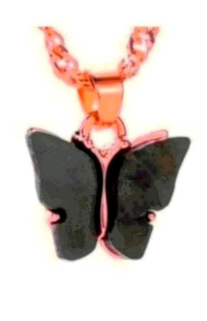 Ketting zwarte akoya parel steen vlinder, Verzenden, Nieuw, Goud, Met hanger