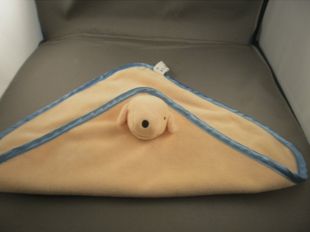 dribbel knuffel doek geel blauwe rand zwarte neus ogen mond, Overige merken, Zo goed als nieuw, Wasbaar, Middelgroot (20 tot 80 cm)
