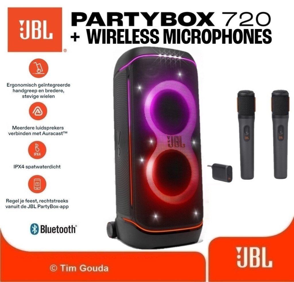 ✅ JBL Partybox 720 + Wireless Microfoon set - NIEUW, Audio, Tv en Foto, Luidsprekers, 150 watt of meer, JBL, Party speaker, Nieuw