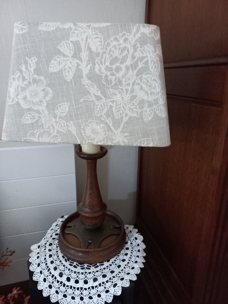 Schemerlamp voet eikenhout kap rechthoekig, Met kap, Zo goed als nieuw, 51 cm, Hout