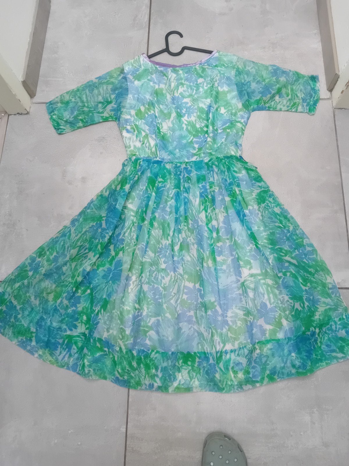 Vintage jurk, maat 40/42, Maat 38/40 (M), Blauw, Ophalen of Verzenden, Gedragen