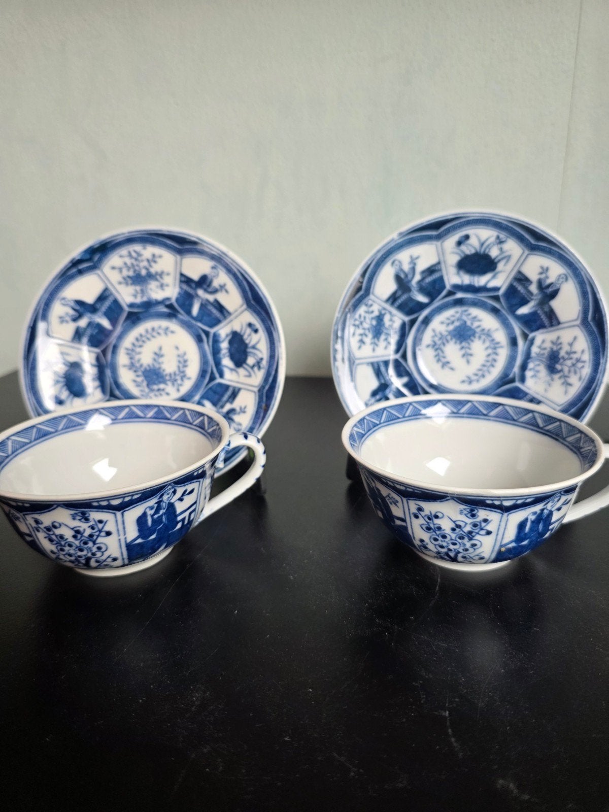 Antieke Chinoiserie Kop en Schotel - Blauw-wit "Lange Lijs", Antiek en Kunst, Antiek | Servies los, Ophalen of Verzenden