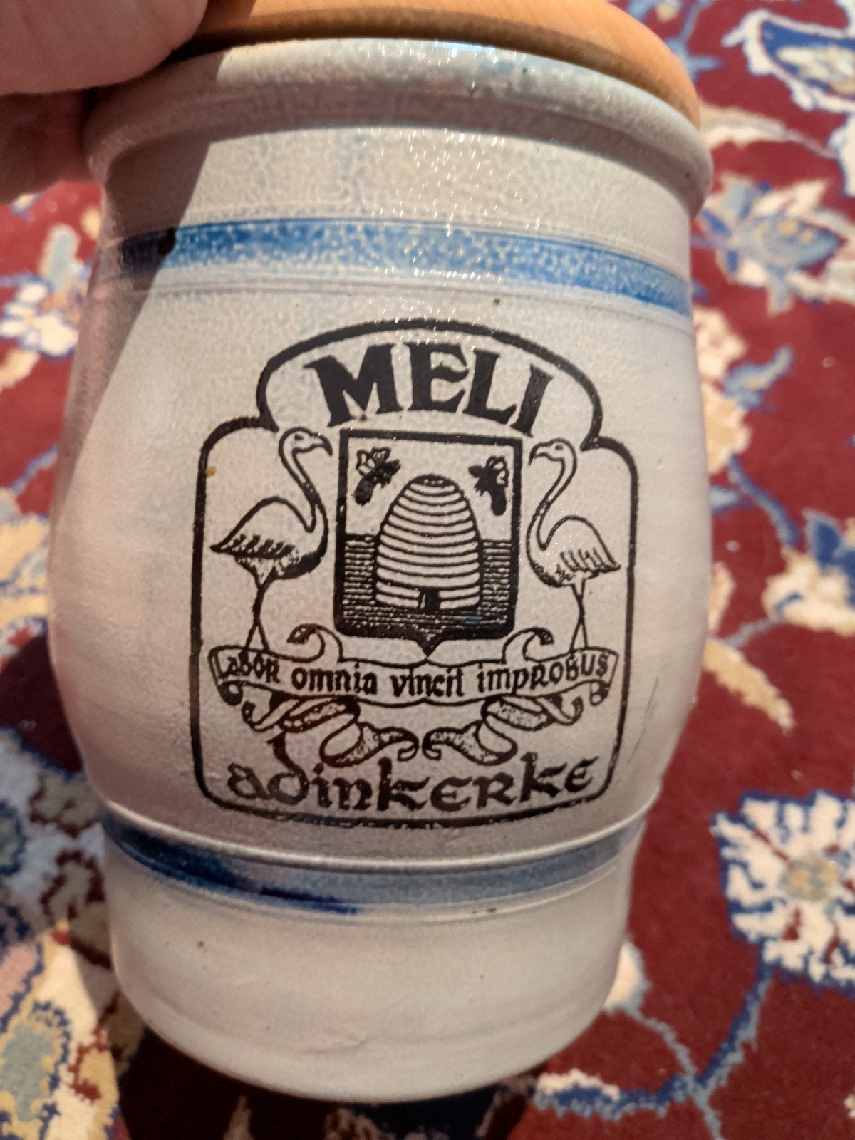 Vintage Meli Honingpot van Steengoed met Houten Deksel, Antiek en Kunst, Ophalen