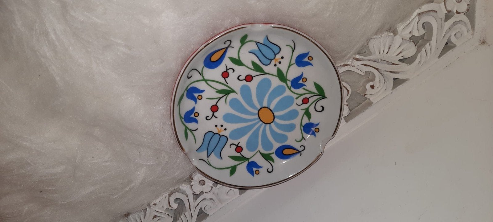 Vintage Lubanees handbeschilderde asbak., Ophalen of Verzenden