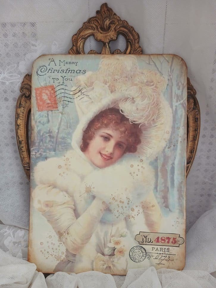 🌲Victoriaans dame met winter bonnet...🌲, Verzenden, Nieuw