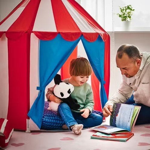 Speeltent, rood blauw/wit IKEA, Ophalen of Verzenden, Zo goed als nieuw