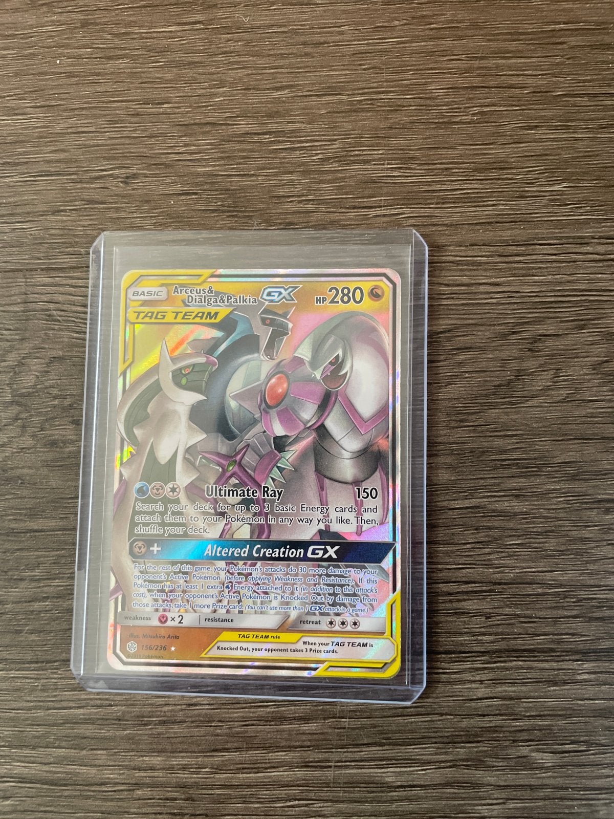 Arceus & Dialga & Palkia GX Pokémon kaart, Ophalen of Verzenden, Zo goed als nieuw, Losse kaart