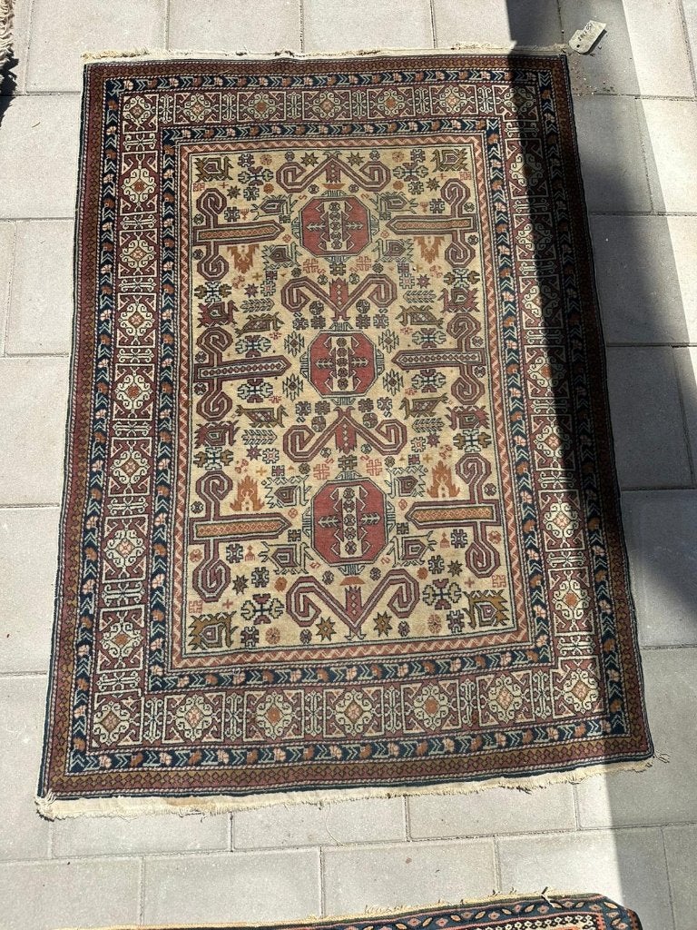 Antieke Shirvan (Sovjet-periode) Tapijt  – 145  107 cm, Gebruikt, Wol, Ophalen of Verzenden, Bruin