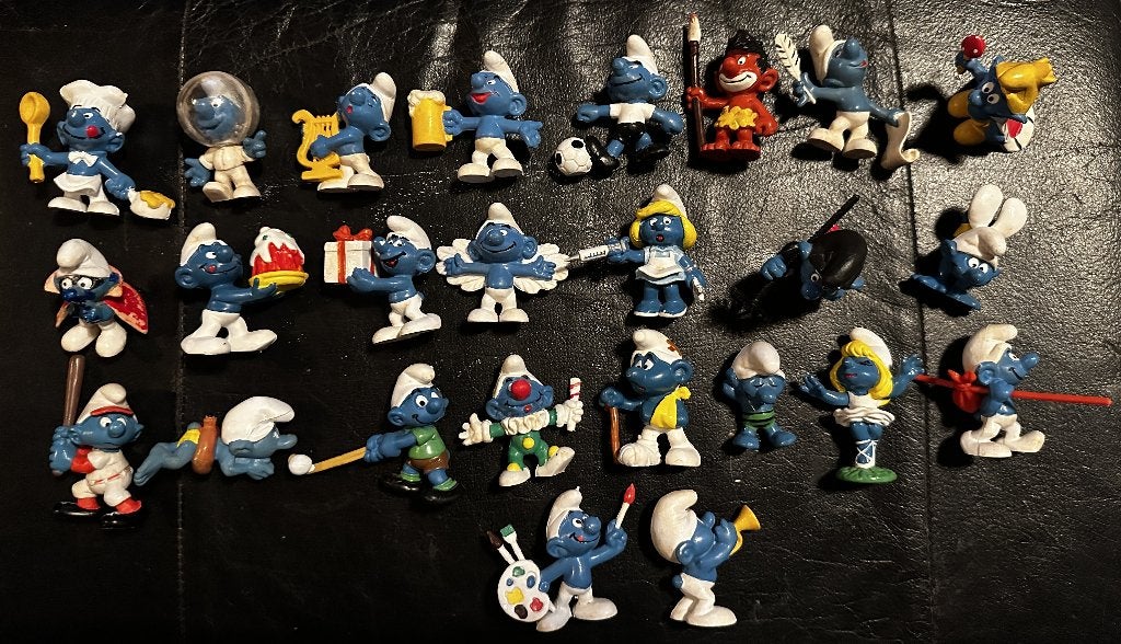 Grote Partij Vintage Smurfen (23 stuks) – Schleich / Peyo, Ophalen, Gebruikt, Verschillende Smurfen, Poppetje, Figuurtje of Knuffel