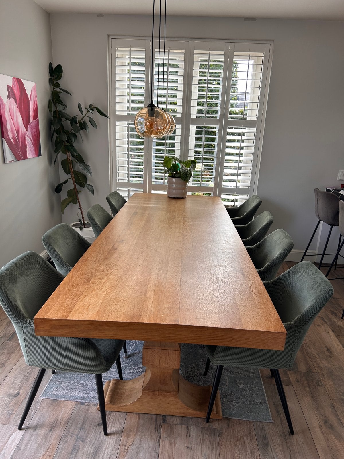 Eikenhouten klooster eettafel met 8 stoelen, Ophalen, 100 tot 150 cm, Eikenhout, 200 cm of meer