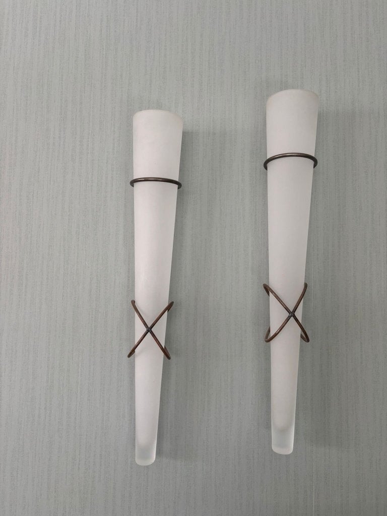 2 hangende glazen vazen  75 cm, Ophalen, Gebruikt