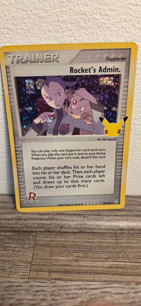 Rocket's Admin Supporter Trainer Kaart Pokémon Celebrations, Ophalen, Zo goed als nieuw, Losse kaart, Foil