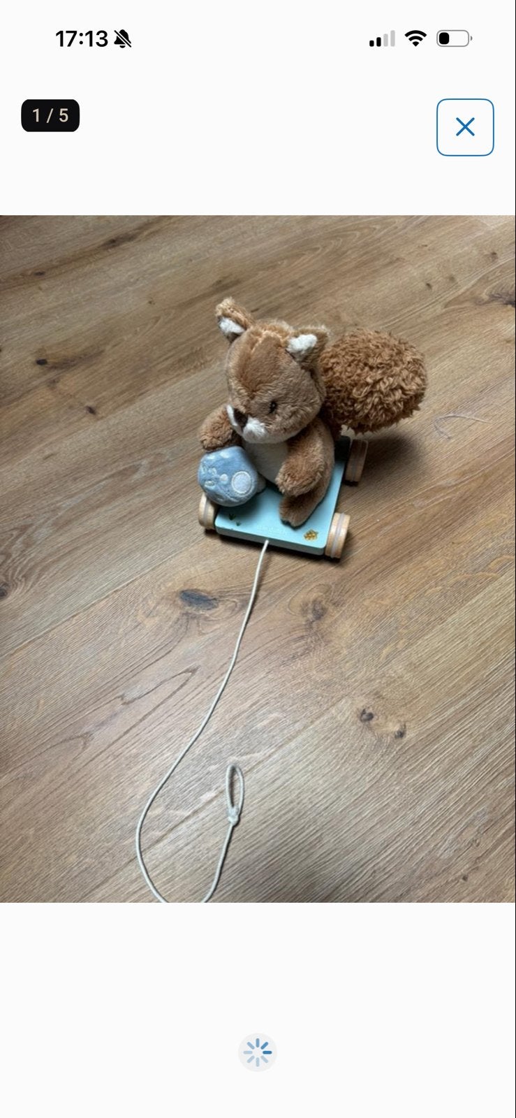 Houten trekdier eekhoorn met wieltjes, Ophalen of Verzenden, Zo goed als nieuw, Overige typen, Met wieltjes