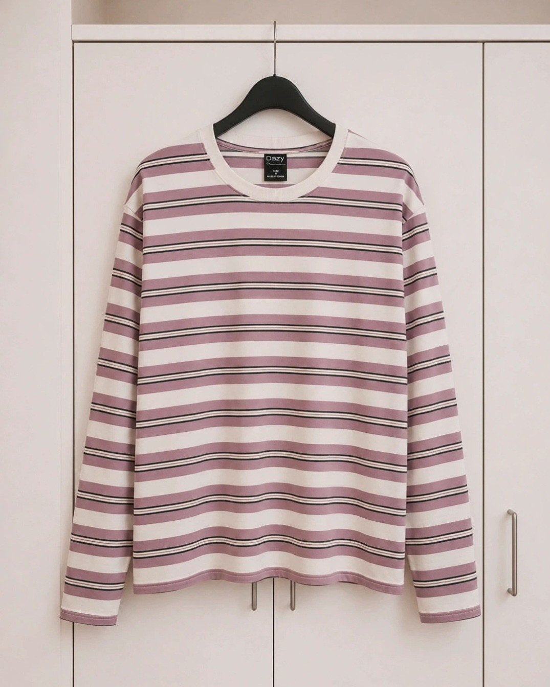 Streepjes longsleeve, Kleding | Dames, T-shirts, Maat 38/40 (M), Verzenden, Paars, Zo goed als nieuw