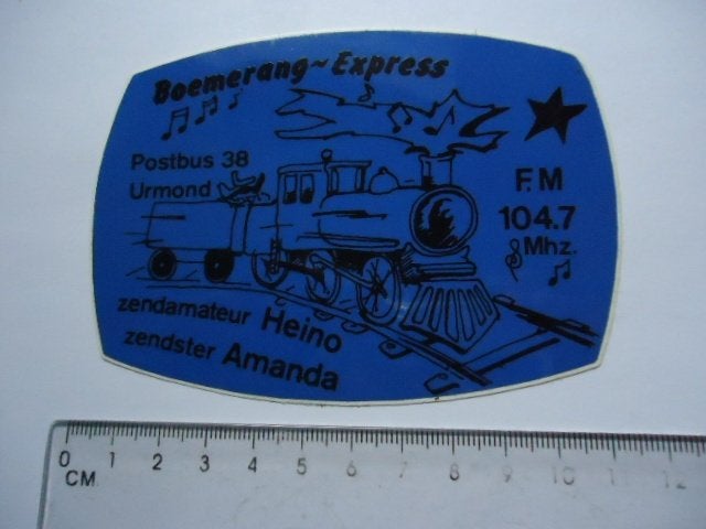 sticker oud Urmond radio PIRAAT Boemerang Express piraten, Verzamelen, Verzenden, Zo goed als nieuw, Bedrijf of Vereniging