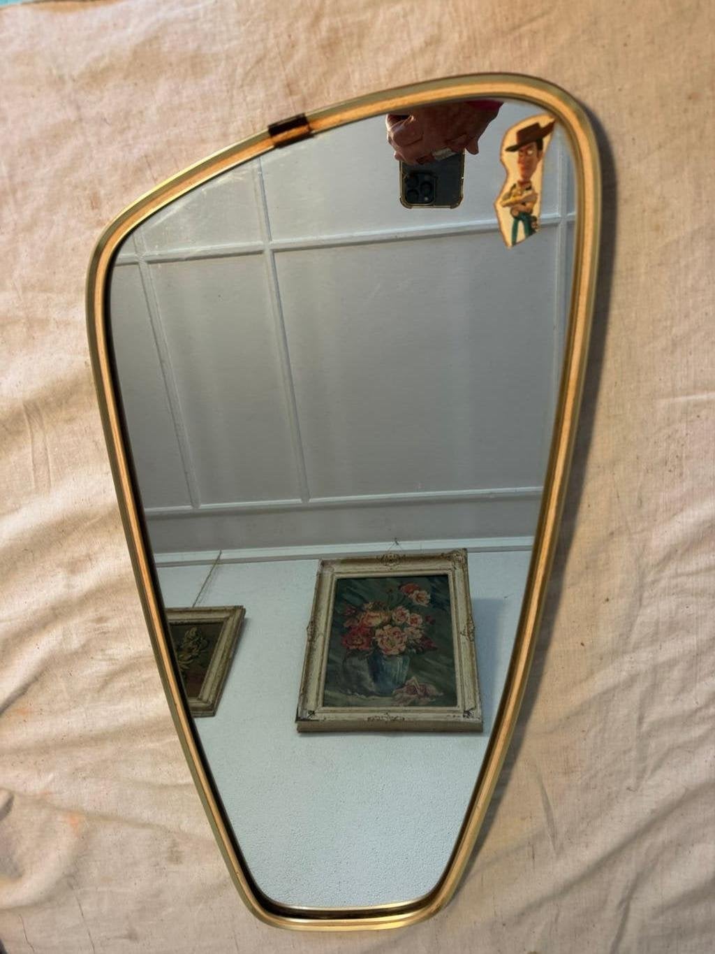 Spiegel,met Goudrand,fifties,sixties,Rockabilly,vintage, Huis en Inrichting, Minder dan 50 cm, Gebruikt, Ophalen of Verzenden