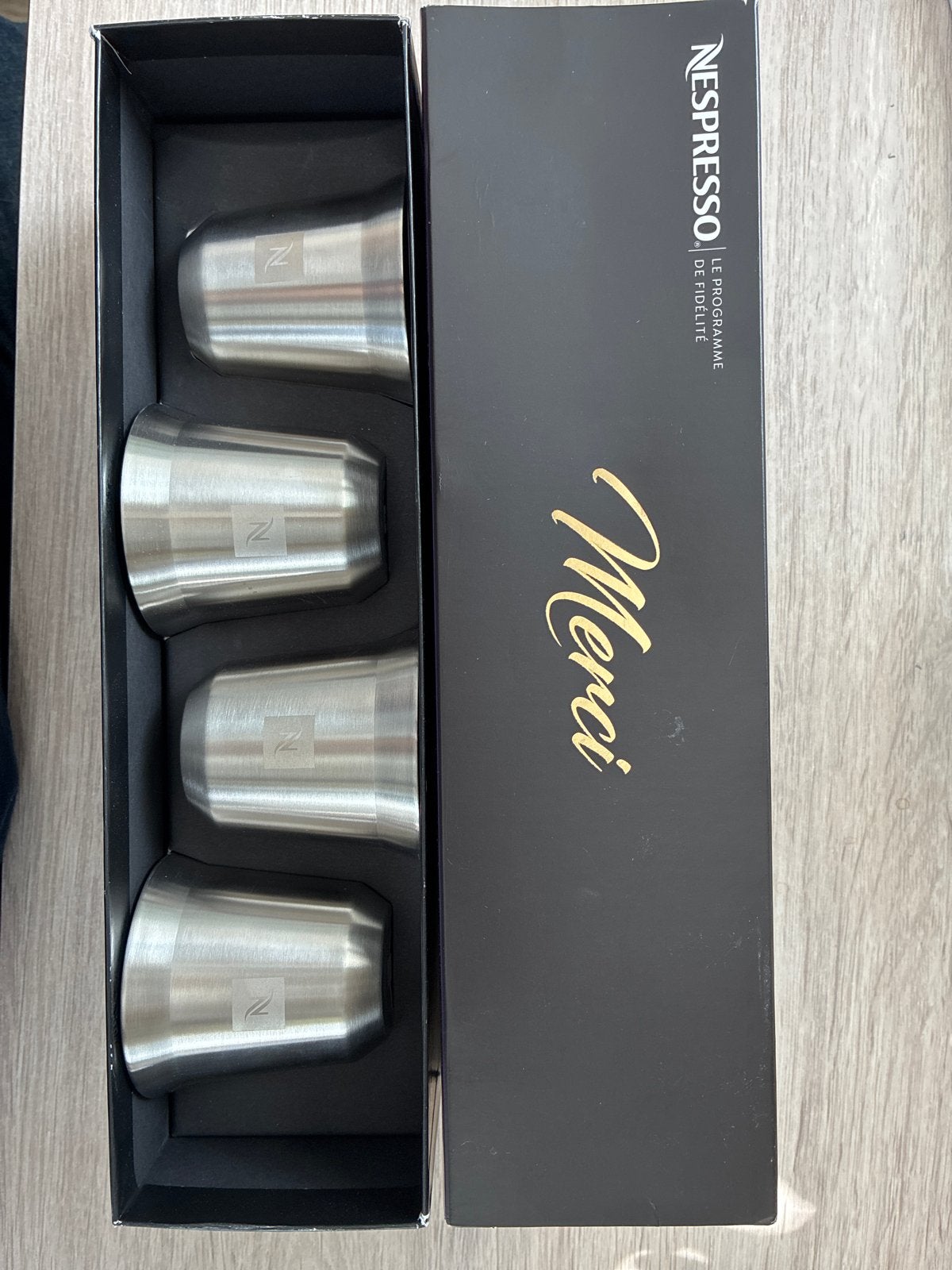 Nespresso RVS Kopjes Set - 4 Stuks, Huis en Inrichting, Overige typen, Ophalen of Verzenden, Metaal, Overige merken