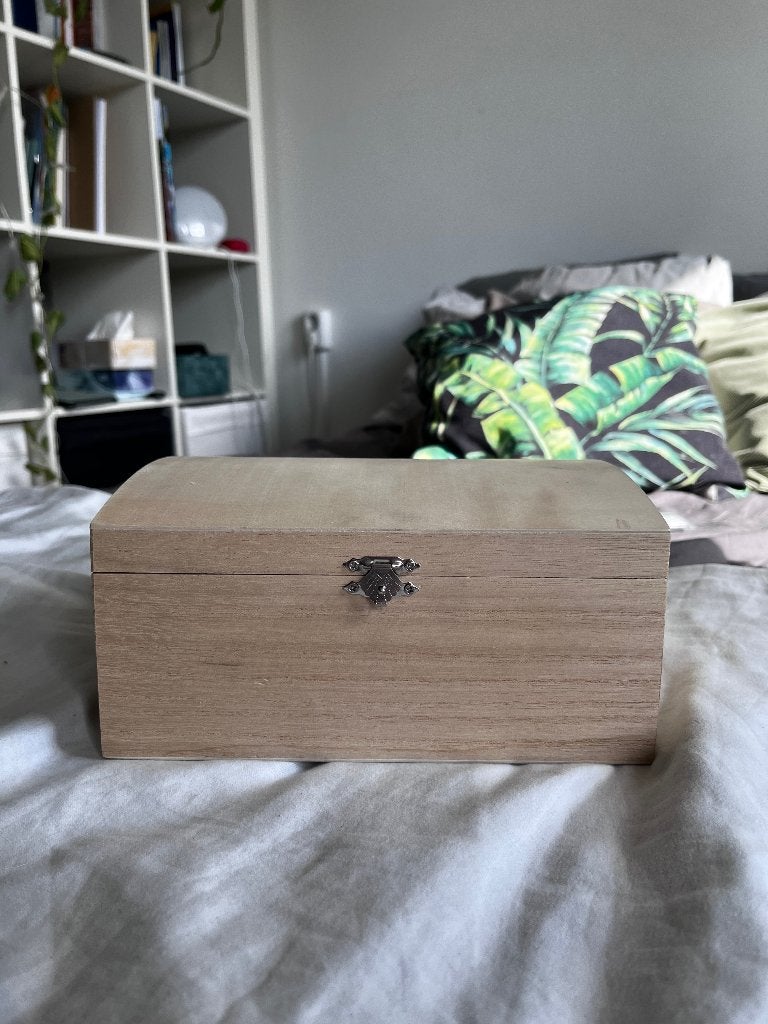 Houten schatkistje, zonder slot, Huis en Inrichting, Woonaccessoires | Kisten, Ophalen, Minder dan 50 cm, Gebruikt, Minder dan 50 cm