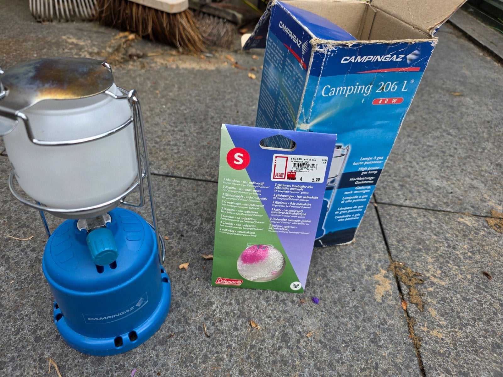 Campingaz lamp met vulling, kousje en 2 branders, Ophalen of Verzenden, Gebruikt