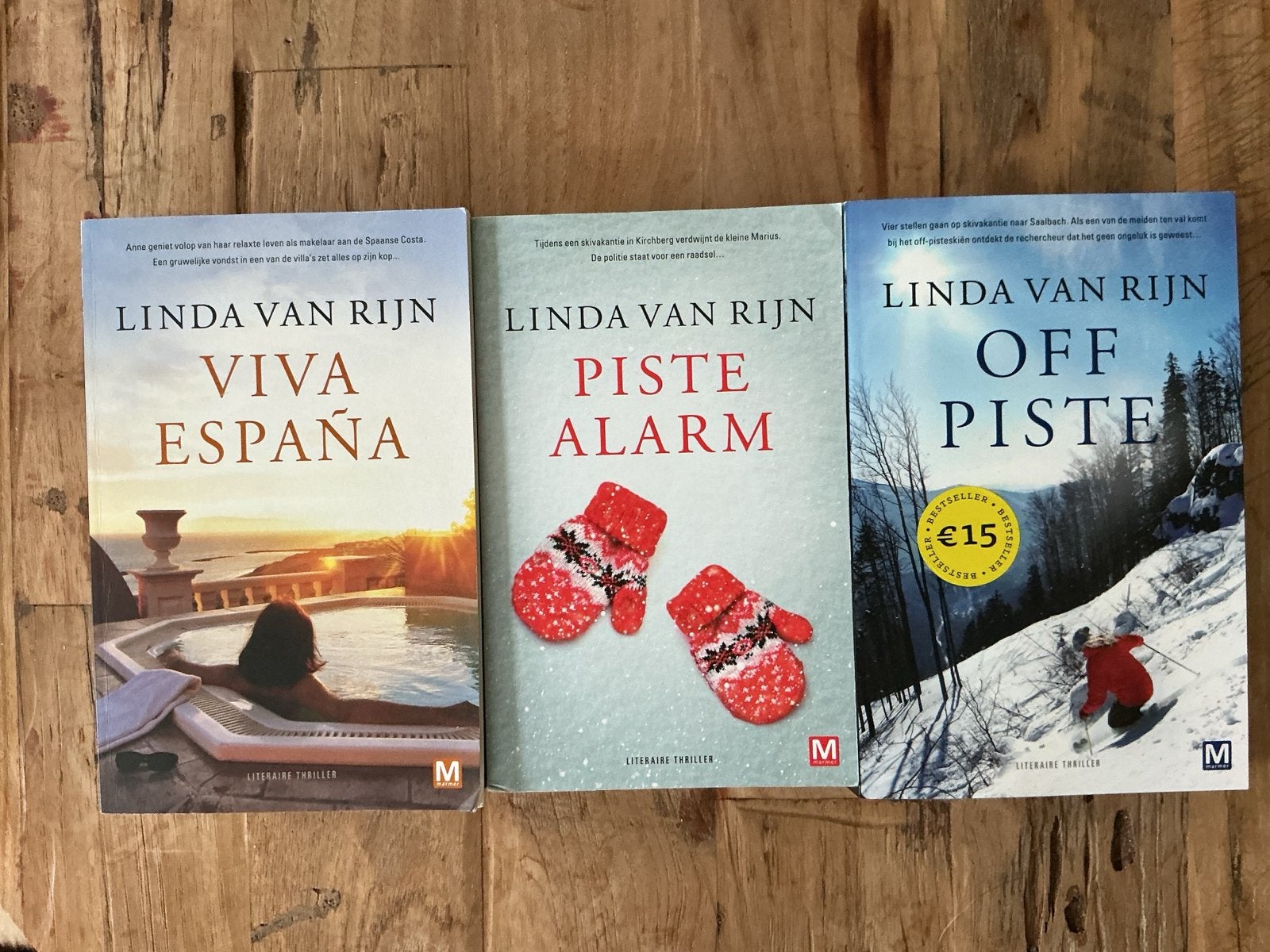 3 boeken van Linda van Rijn: Viva España, Piste Alarm, Off P, Ophalen of Verzenden, Gelezen