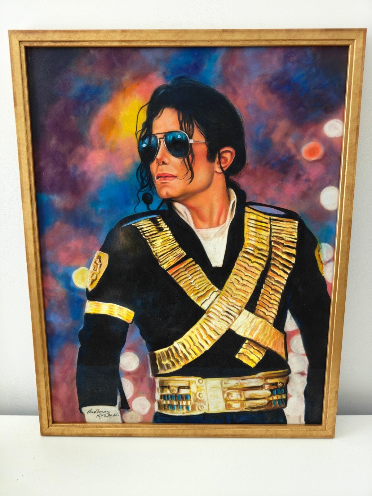 Pastel schilderij Michael Jackson, UV glas, gouden lijst, Antiek en Kunst, Kunst | Schilderijen | Klassiek, Ophalen