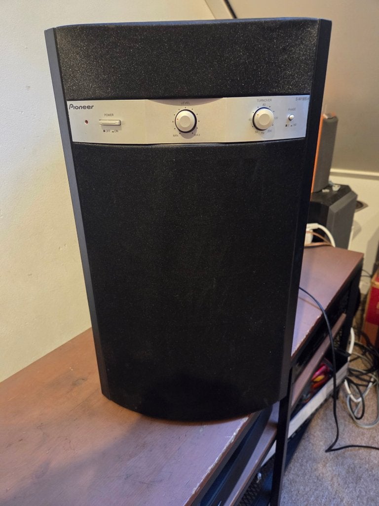 Pioneer S-W150S-K Actieve Subwoofer, Subwoofer, Zo goed als nieuw, Pioneer, Geschikt voor surround/home cinema