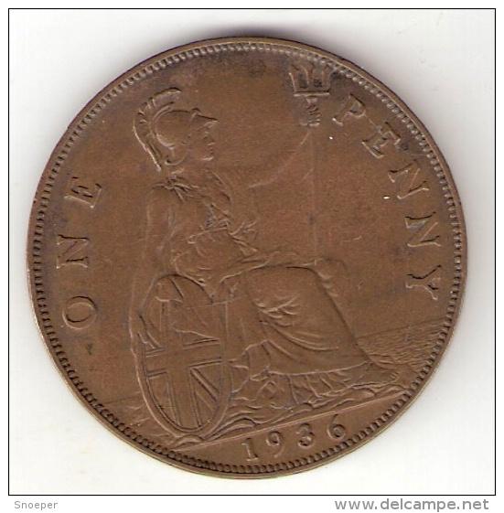 great Britain1 penny 1936 km 838 vf+, Verzenden, Overige landen, Losse munt