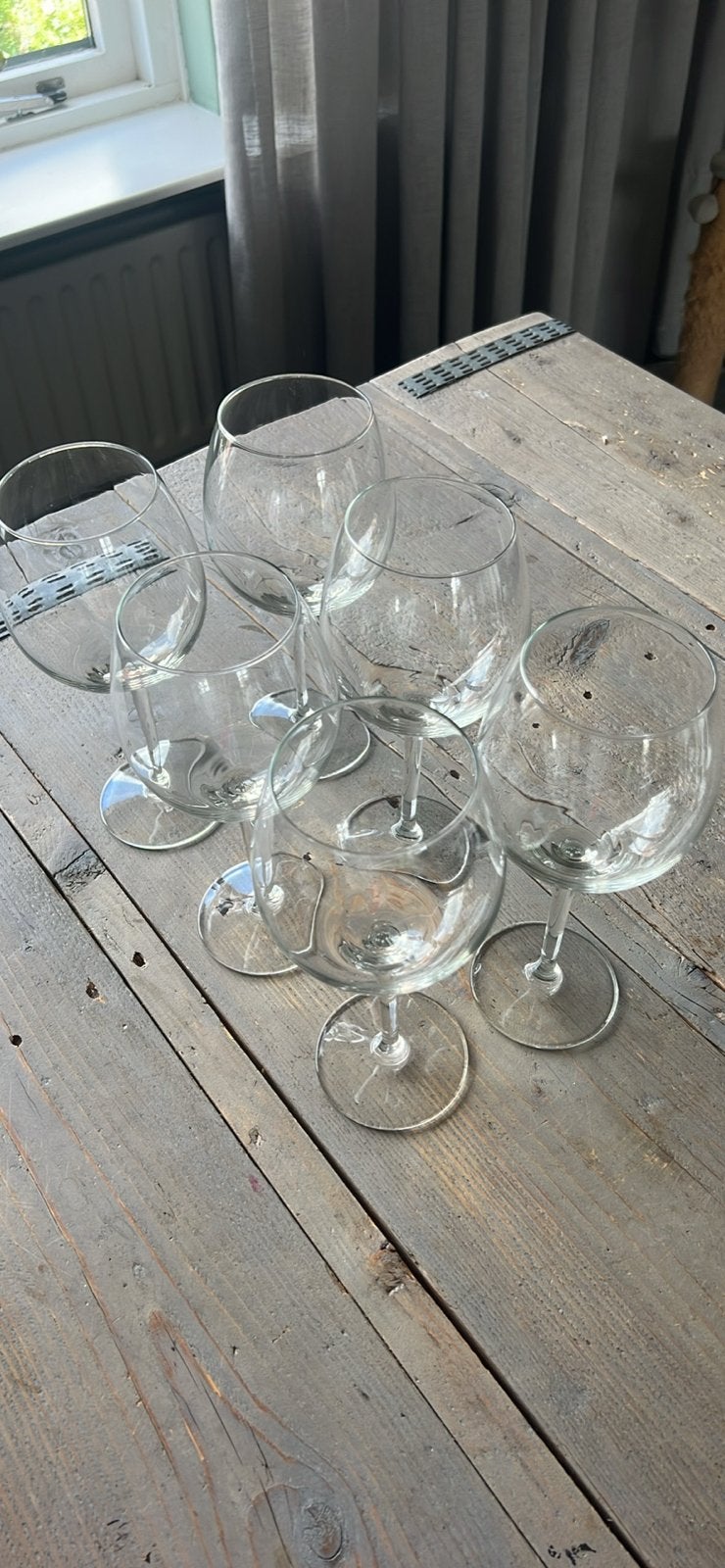 Set van 6 Wijn Glazen - Gebruikt, Huis en Inrichting, Keuken | Servies, Ophalen, Glas of Glazen, Gebruikt, Glas