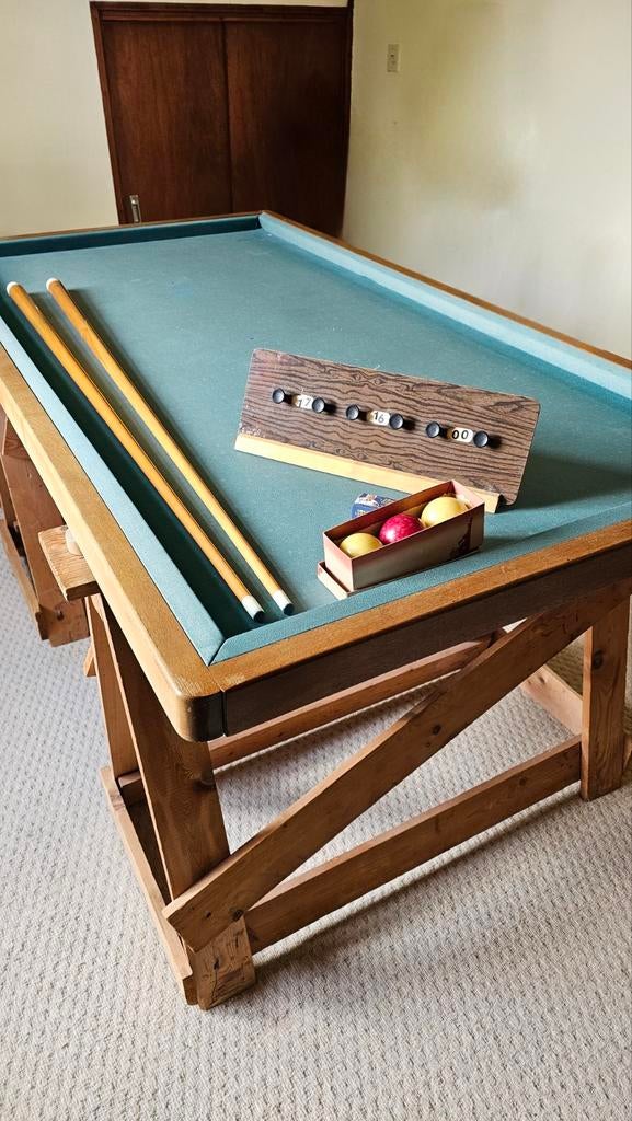Vintage tafel biljart inclusief accessoires, Sport en Fitness, Biljarten en Poolen, Ophalen, Gebruikt, Biljarttafel