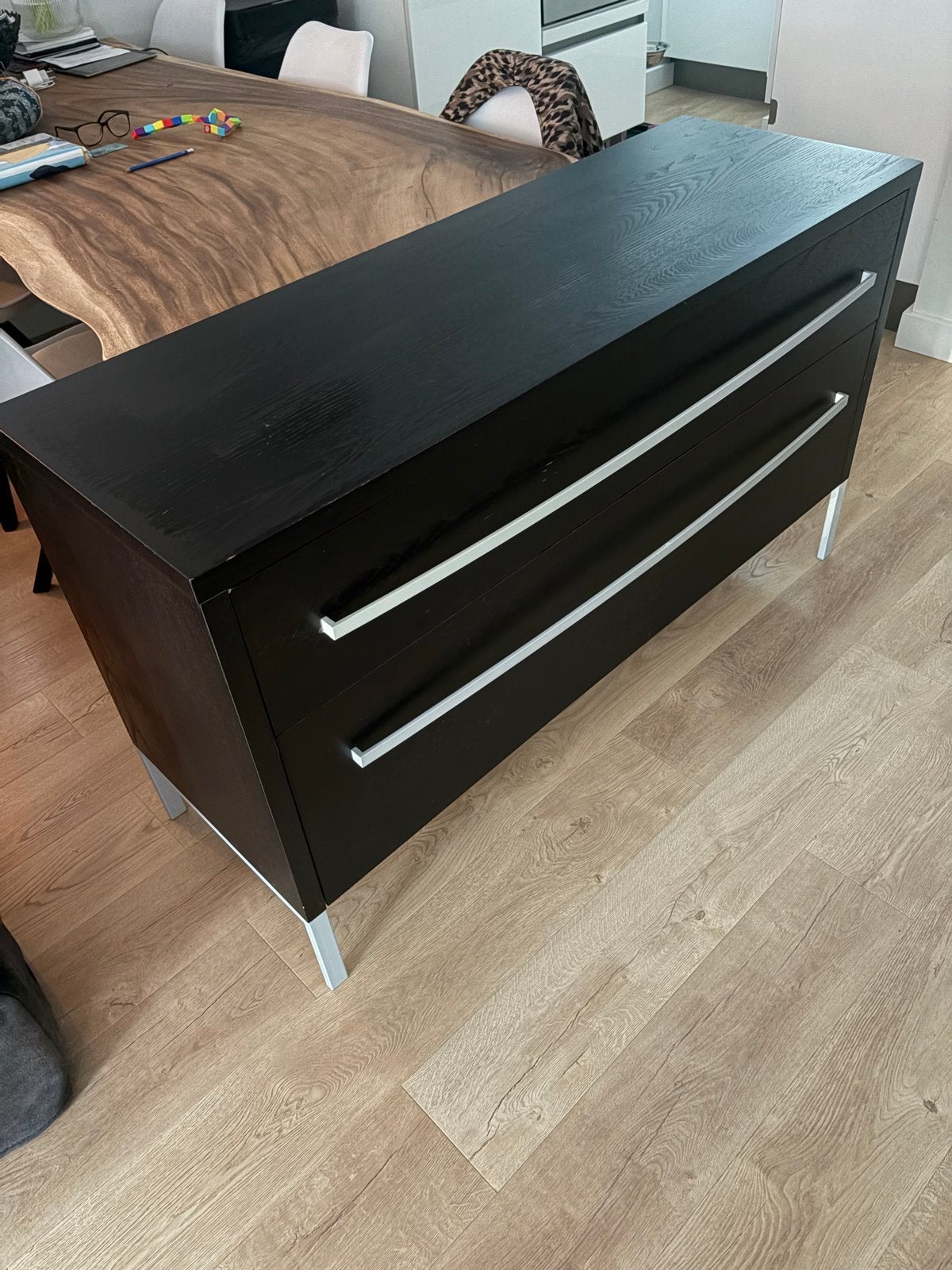 IKEA Ladekast Zwart - 140x48x81 cm, Huis en Inrichting, Ophalen, Gebruikt, 100 tot 150 cm, 1 of 2 laden