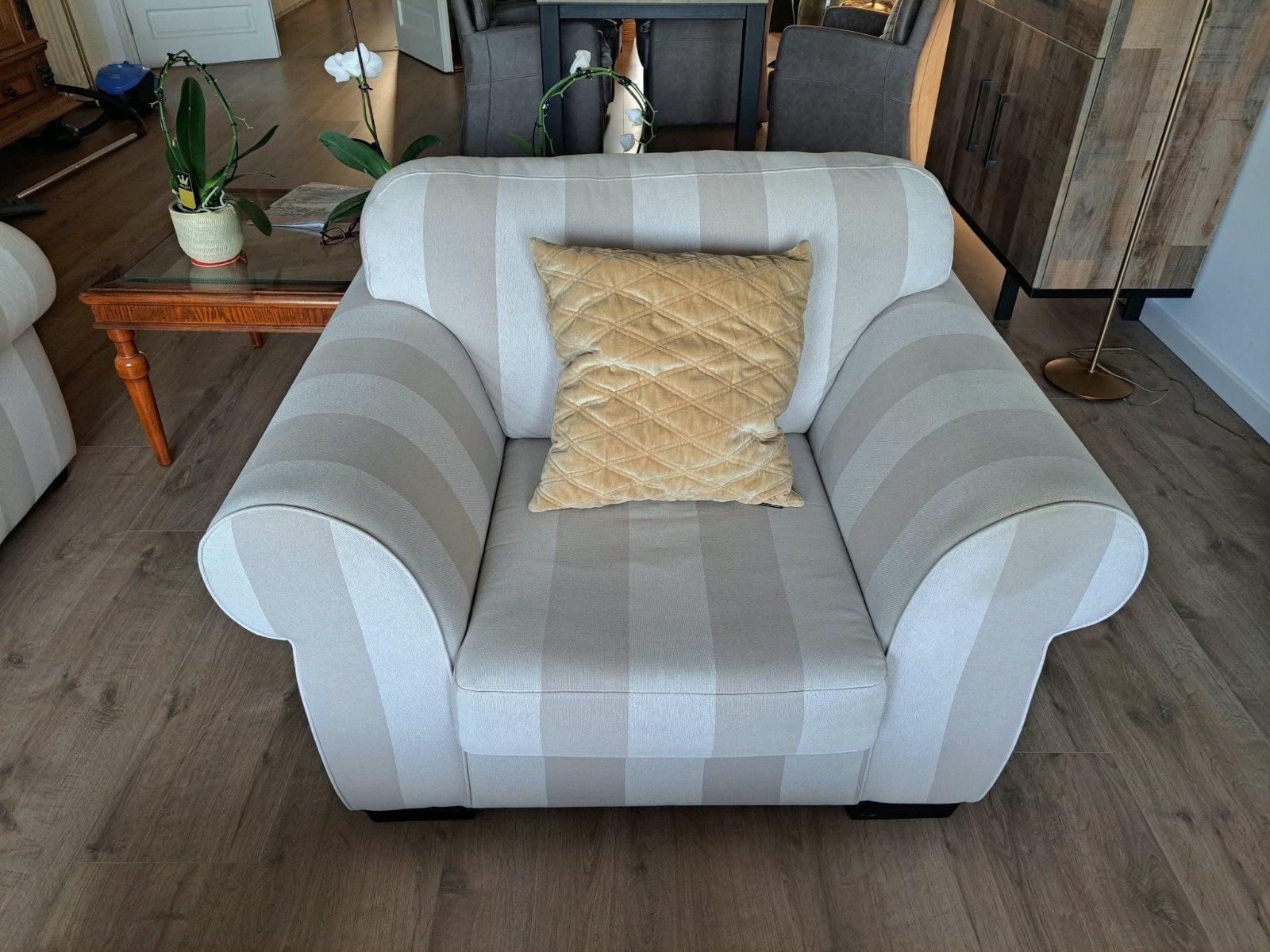 2 fauteuils en 2-zitsbank, Gebruikt, Tweepersoons, 75 tot 100 cm, Stof