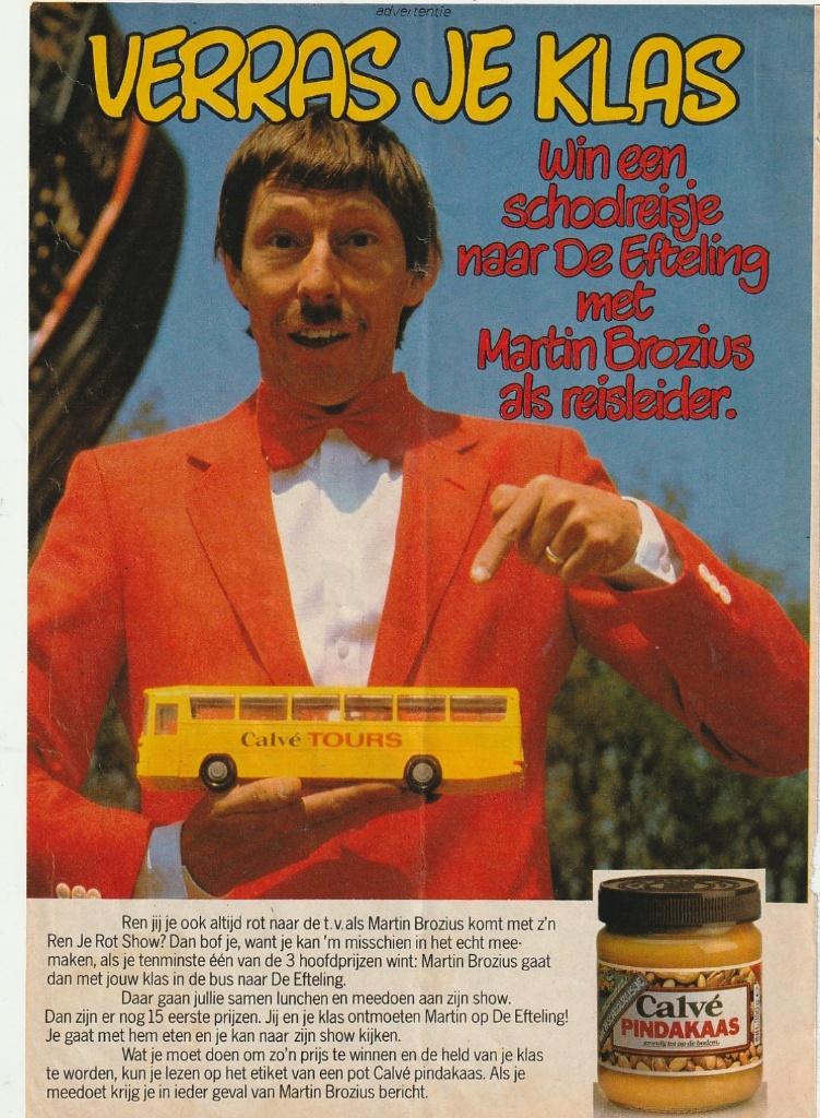 Retro reclame 1982 Calvé pindakaas Efteling Martin Brozius, Verzenden, Overige typen