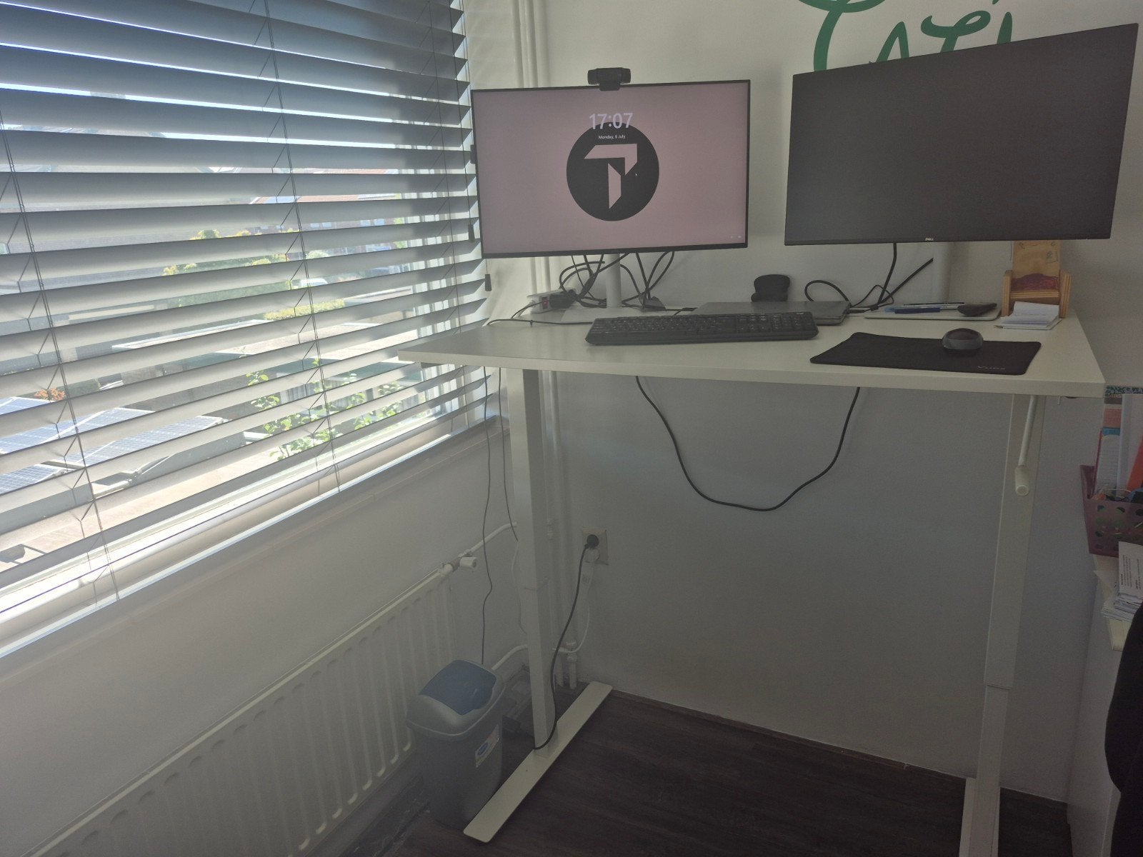 IKEA Zit/sta bureau, handmatig verstelbaar, 120x70cm, Ophalen, Zit-sta bureau, Gebruikt, In hoogte verstelbaar