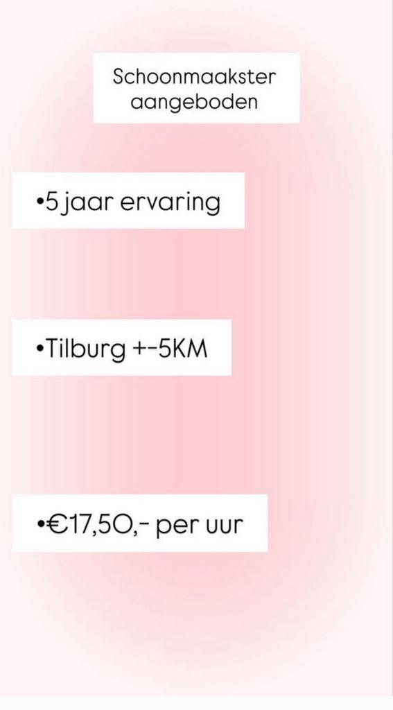 Schoonmaakster aangeboden, Vacatures, Vanaf 5 jaar, Overige vormen