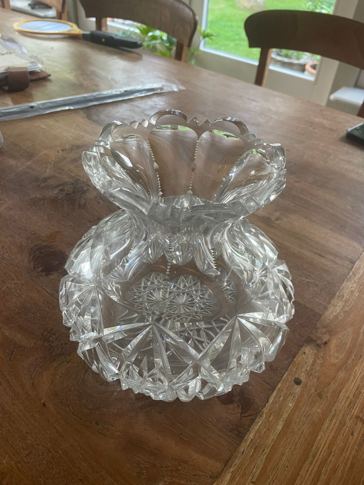 Kristallen bolvormige vaas geslepen 18,5 cm hoog, Ophalen of Verzenden