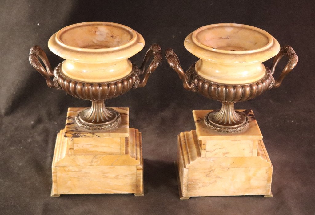 Paar marmeren coupes met brons, Ophalen of Verzenden