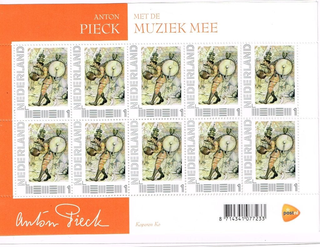 anton Pieck met de muziek mee vel persoonlijke zegels, Ophalen of Verzenden, Na 1940, Postfris