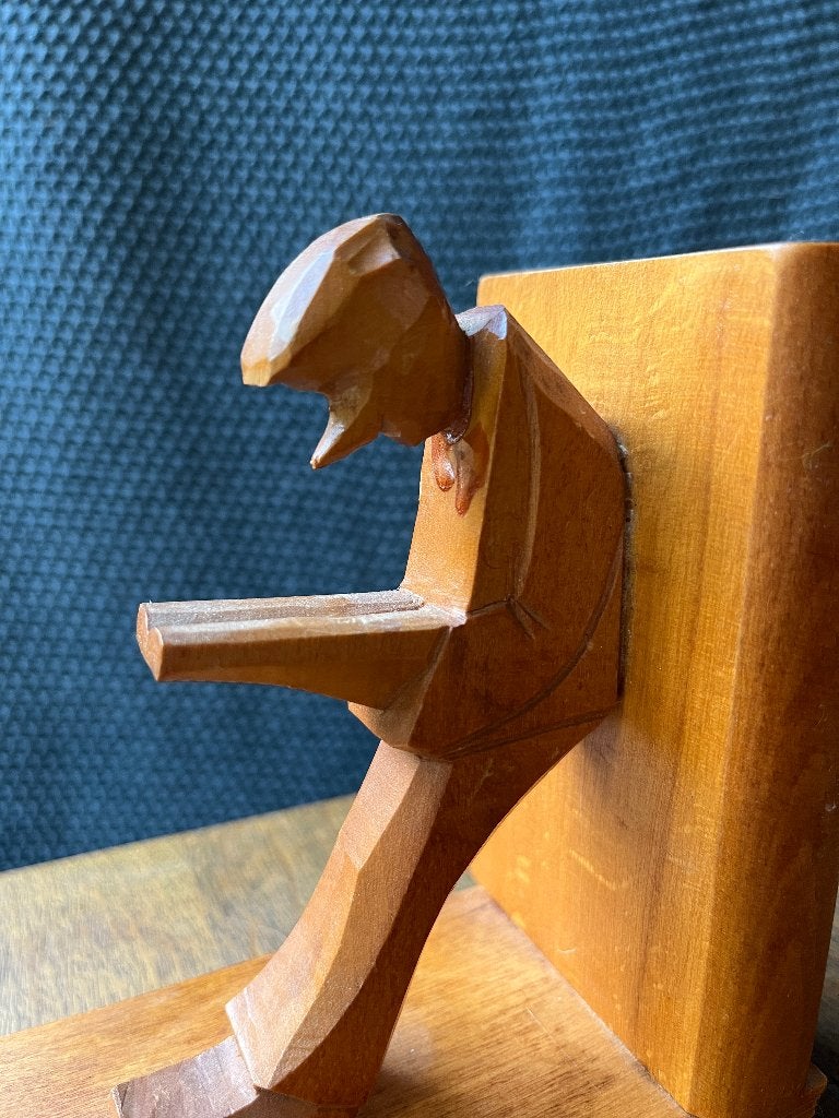 kubistische houten boekensteun (1x), Huis en Inrichting, Ophalen