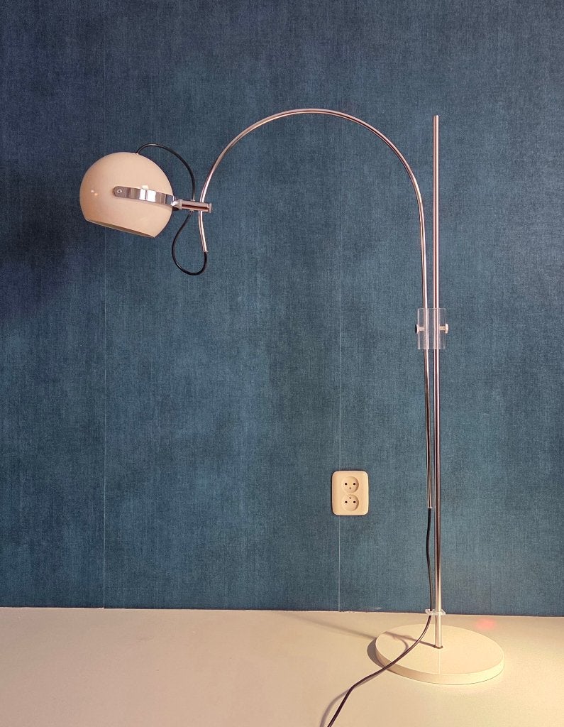 Vintage vloerlamp - Booglamp | crème | als nieuw - Jaren 70, -, -, Zo goed als nieuw, Vintage design space age mid century retro