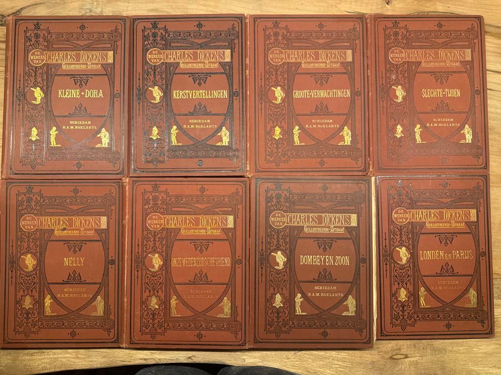 8 Oude boeken van Charles Dickens uit ca 1880, Boeken, Ophalen, Gelezen