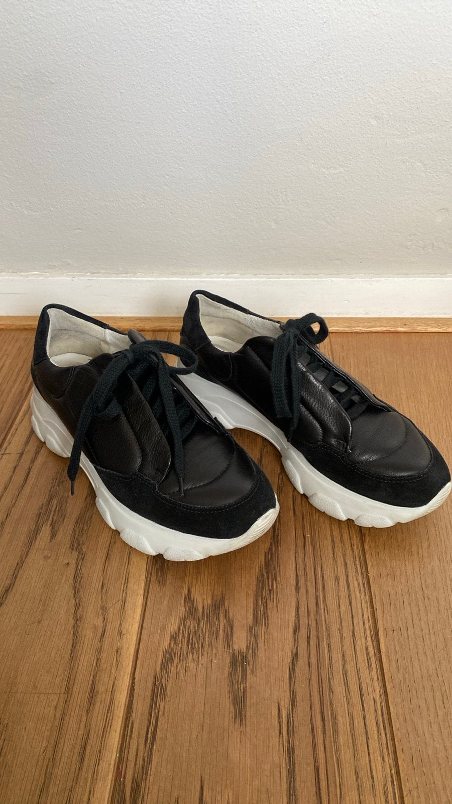 Paul Green Zwarte Leren Sneakers - Maat 39/39.5, Ophalen, Zo goed als nieuw, Zwart, Sneakers of Gympen