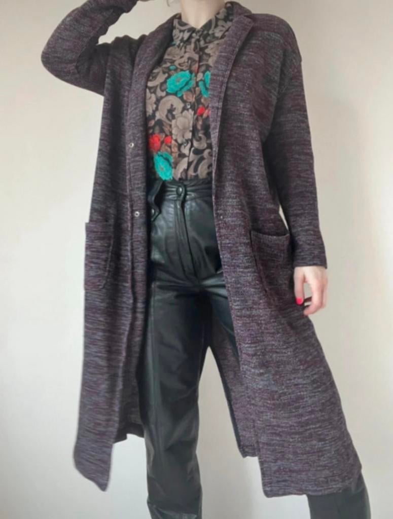 Lang gemêleerd ZARA vest, S/M. Jas kimono knit boho bohemian, Verzenden, Zara, Paars, Maat 36 (S)