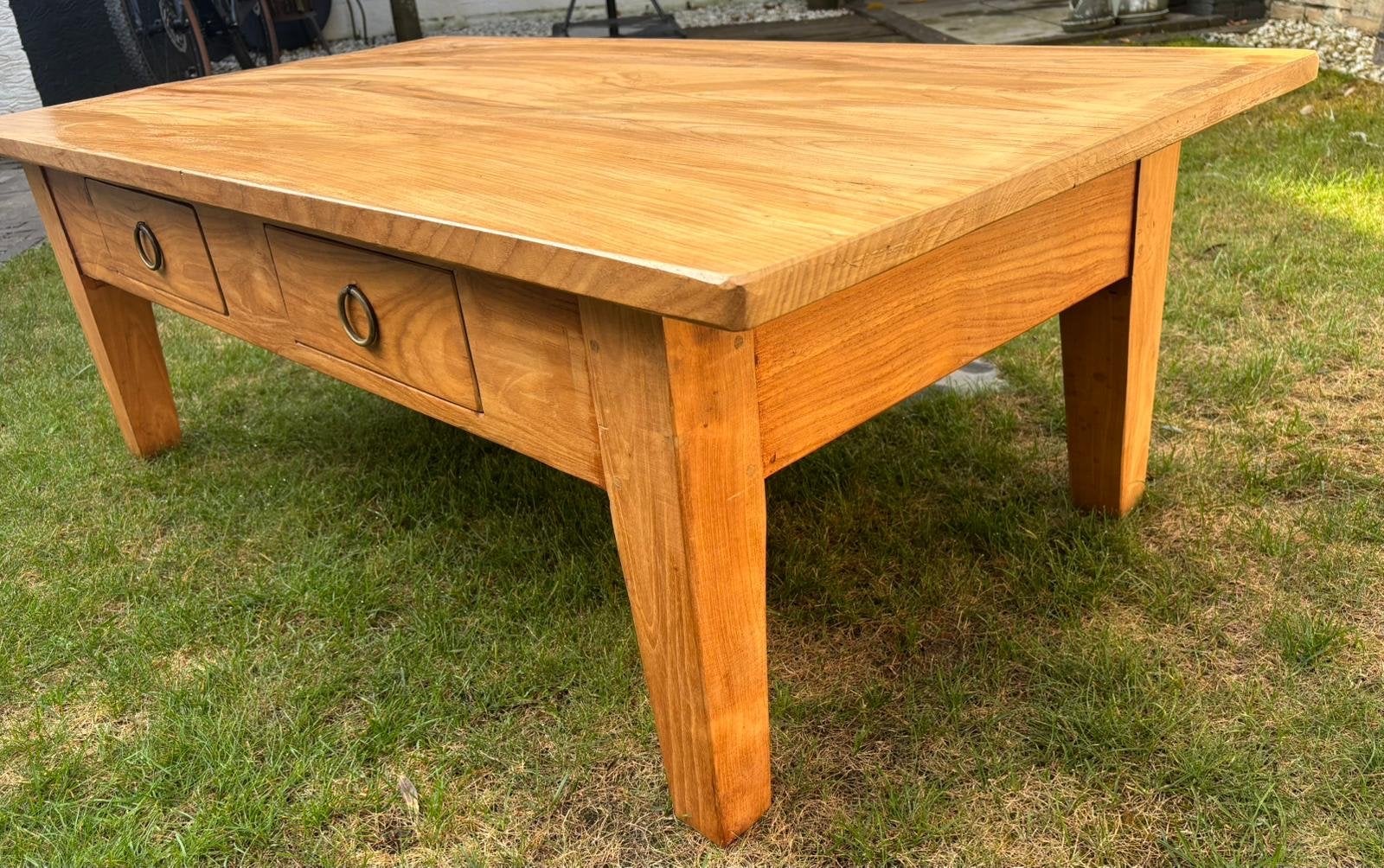 Massief Teakhouten Salontafel met Lades, Ophalen, 100 tot 150 cm, Teakhout, 50 tot 100 cm