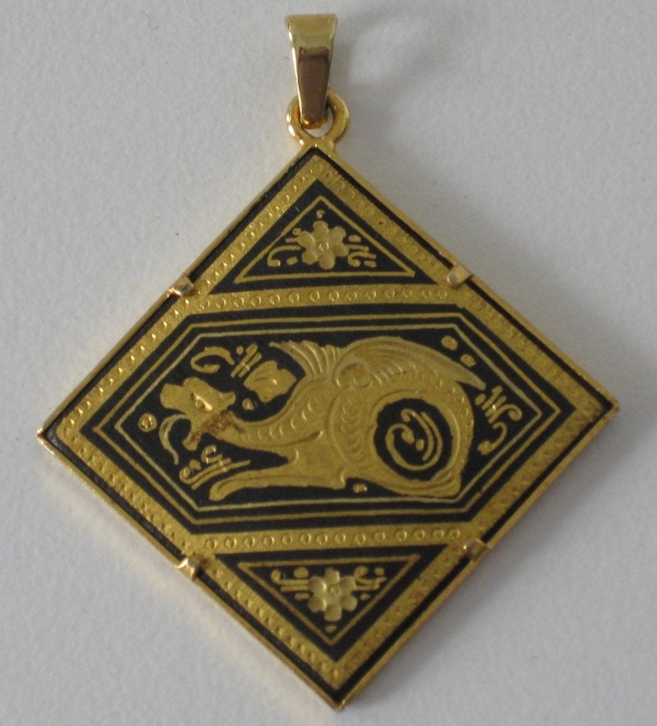 Toledo hanger / kettinghanger goudkleurig/zwart 27 x 27 mm, Ophalen of Verzenden, Zo goed als nieuw, Goud, Overige materialen