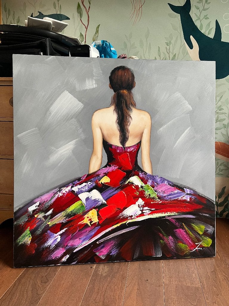 Schilderij - handgeschilderd - vrouw, Ophalen, Acrylverf, Handgeschilderd, Overige materialen