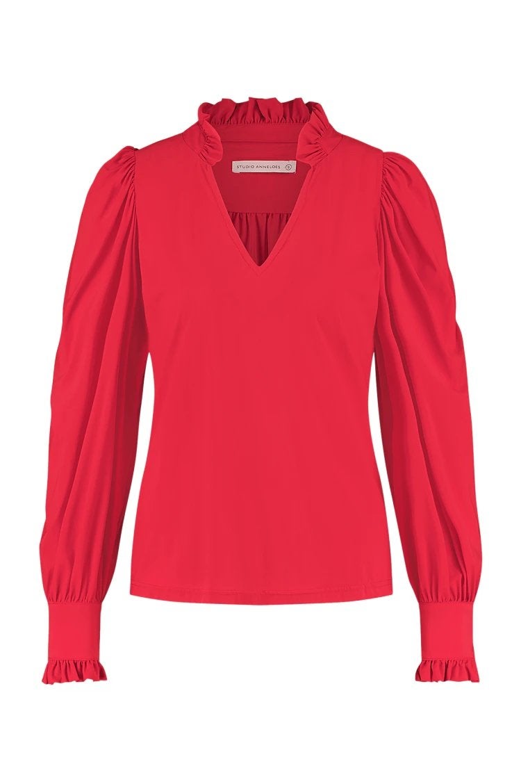 Studio anneloes rosella blouse XXL rood travelstof, Maat 46/48 (XL) of groter, Ophalen of Verzenden, Zo goed als nieuw, X