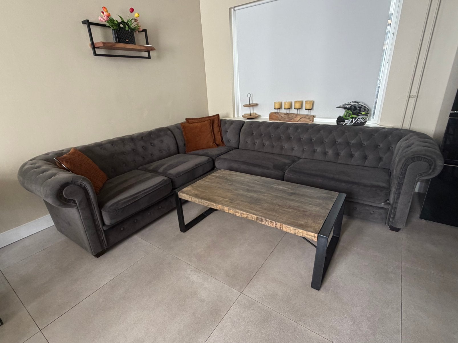 Chesterfield bank velvet, Ophalen, Overige materialen, 250 tot 300 cm, Gebruikt