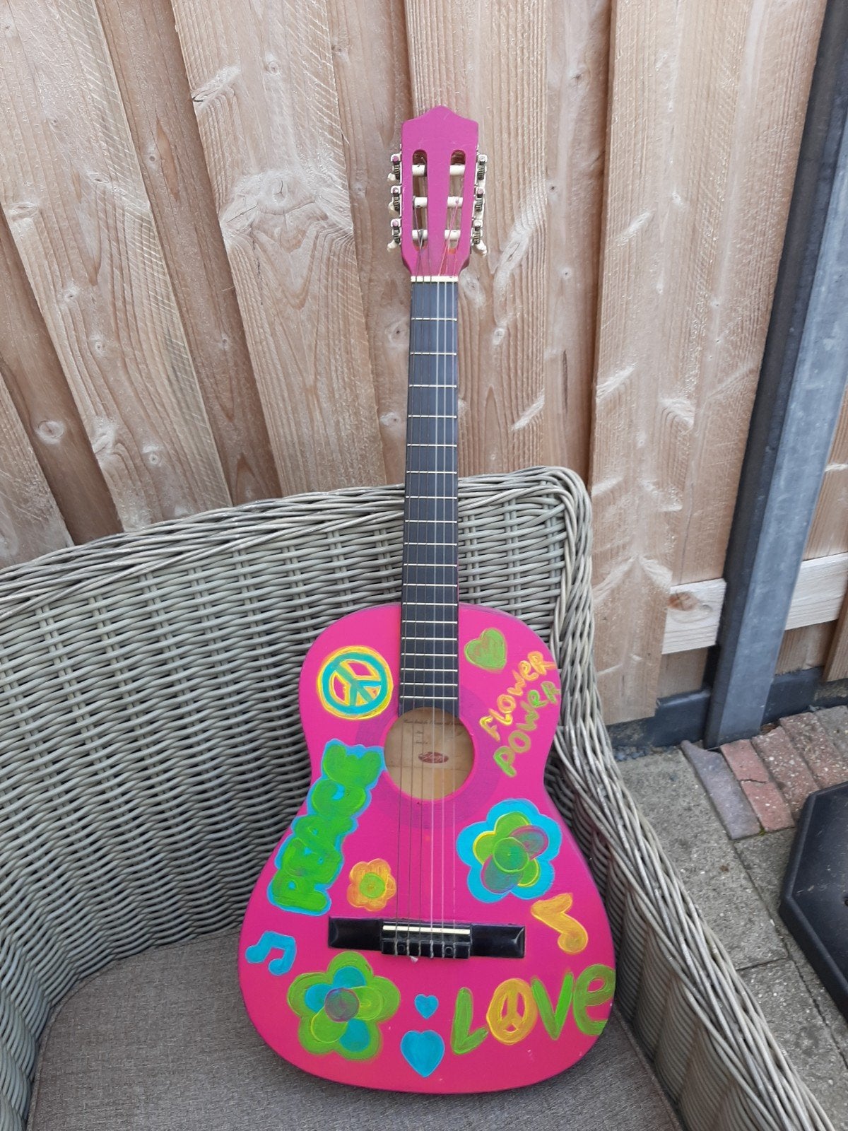 Handmade Classic Stagg Flower power Gitaar, Ophalen, Klassieke of Spaanse gitaar
