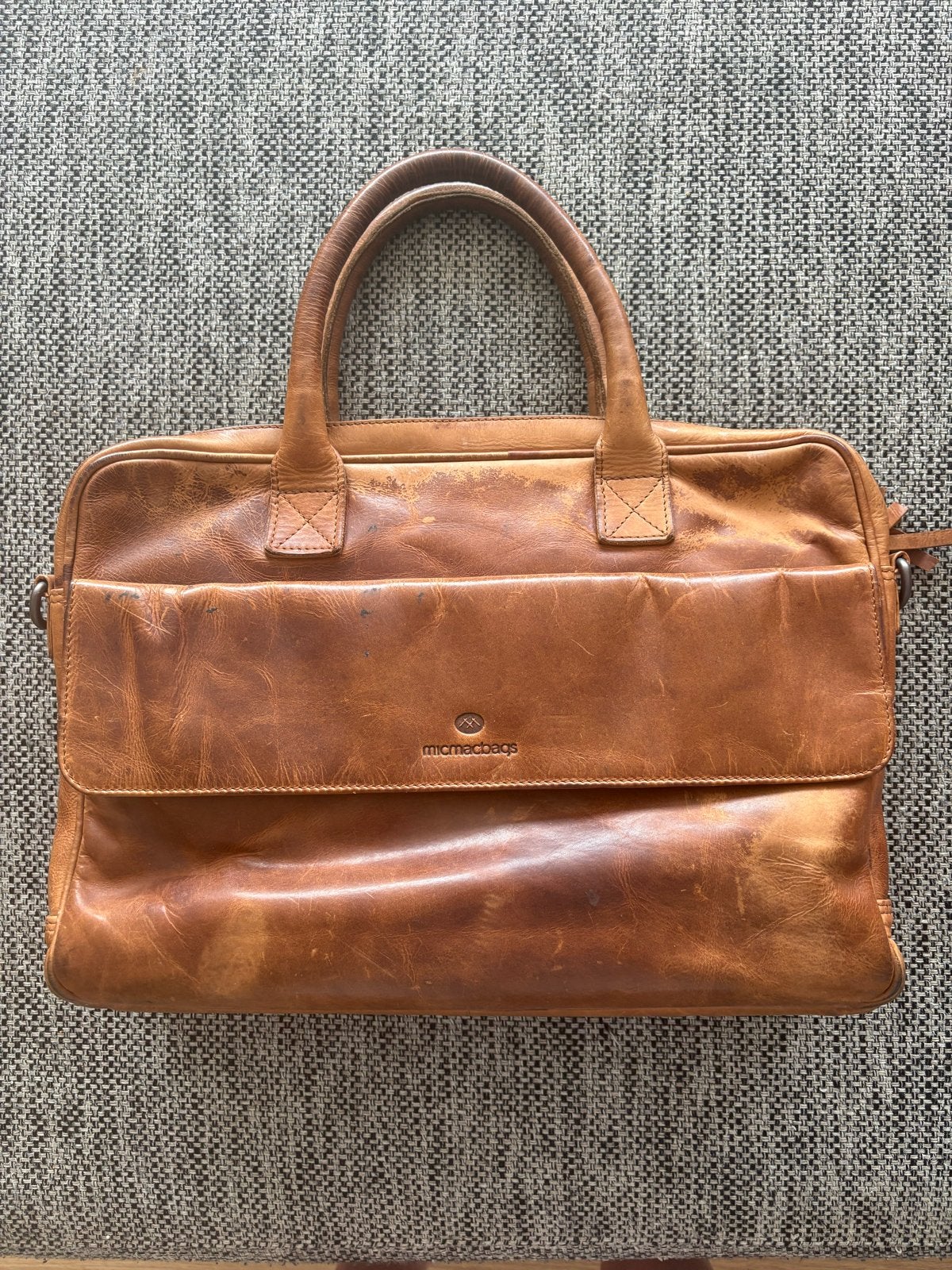 Micmacbags Leren Laptoptas / Aktetas - Bruin, Computers en Software, Laptoptassen, Bruin, Gevoerd laptopvak, Aktetas, Ophalen of Verzenden